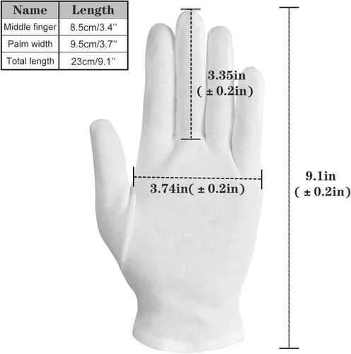 Vista 3 de Guantes 100% algodón, 3 pares de guantes de algodón blanco para mujeres, manos secas, eczema, para servir – Guantes de inspección de joyas