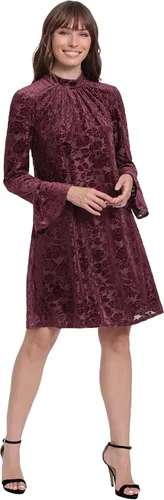 Vista 3 de London Times Vestido trapecio de manga larga con cuello alto para mujer