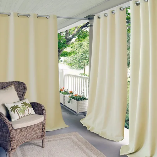 Vista 4 de Elrene Home Fashions Panel de cortina de ventana con ojales y protección UV para interiores y exteriores