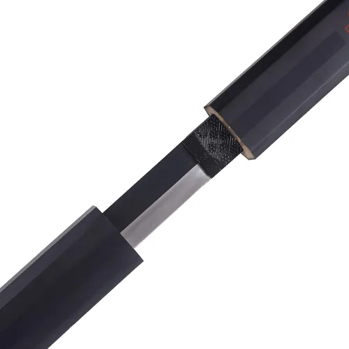 Vista 4 de Espada japonesa de anime Sasuke, espada samurái para cosplay, acero al carbono real, no afilada, Katana negra