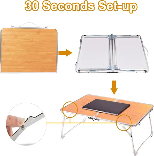 Vista 7 de Escritorio de regazo, escritorio para laptop con luz LED, mesa de cama