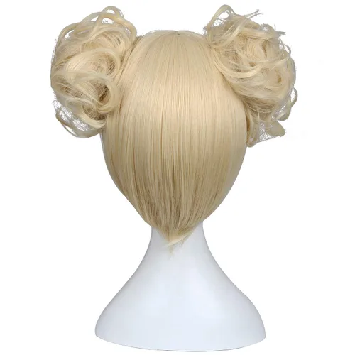 Vista 5 de ColorGround Peluca de cosplay rubia y 2 bollos desmontables con clips