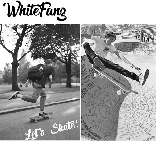 Vista 7 de WhiteFang Patinetas para principiantes, patineta completa de 31 x 7.88 pulgadas, 7 capas de arce canadiense con doble kick cóncavo estándar y Arrow