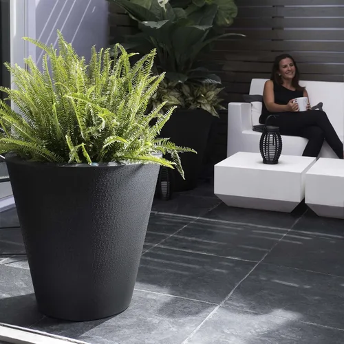 Vista 8 de Crescent Garden Maceta de autorriego para interiores y exteriores, negro caviar, 16 pulgadas, 20", Ceniza Fresno