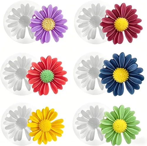 Vista 11 de 2 moldes de silicona con diseño de flores para velas, molde de decoración de pastel de chocolate con flores 3D, cera de jabón, resina epoxi
