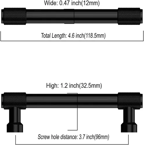 Vista 3 de Asidrama Paquete de 10 tiradores para gabinete color negro mate de 3.75 pulgadas (96mm), manijas estriadas para gabinete, accesorios para gabinetes