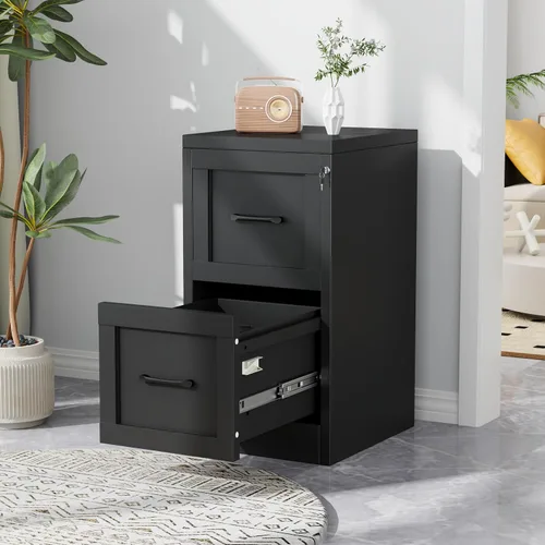 Vista 11 de 2 Drawer File Cabinet with Lock, Small Filing Cabinet for Home Office Negro