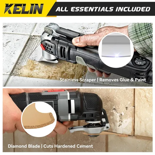 Vista 7 de KELIN 118 PCS Juego de Cuchillas Multiherramienta de Corte y Papel de Lija Accesorios de Herramientas Oscilantes Universales Cuchillas de Sierra