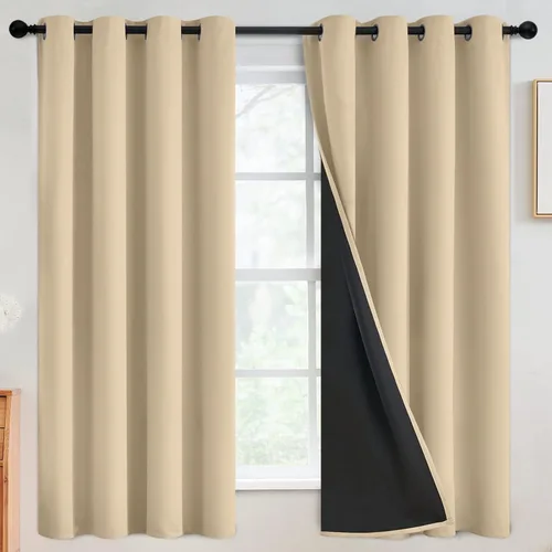 Vista 173 de SimpleHome - Cortinas opacas 100% para recámara, cortinas de ventana con ojales beige, con aislamiento térmico, cortinas de oscurecimiento