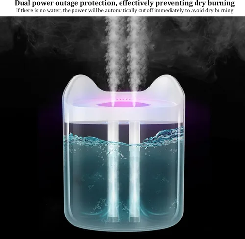 Vista 4 de Humidificadores Humidificador para dormitorio, habitación de bebé, 4.5L, humidificador de aire silencioso con luz nocturna, 2 boquillas, apagado
