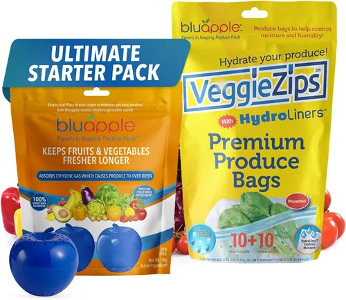 Vista 11 de Bluapple Produce Saver Absorbedor De Gas Etileno, Paquete De 2: Mantiene Las Frutas Y Verduras Frescas Por Más Tiempo En El Refrigerador Y Fruteros