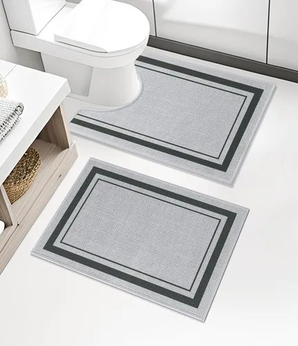 Vista 11 de chakme Juego de 2 alfombras de baño ultrafinas, absorbentes, antideslizantes, lavables a máquina, color beige oscuro, 17 x 24 pulgadas + tapete