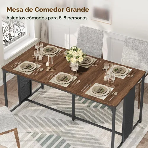 Vista 3 de YATINEY Mesa de comedor de 63 pulgadas para 6-8 personas, mesa de cocina