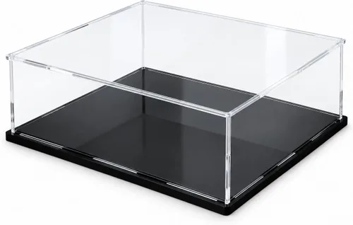 Vista 12 de Vitrina de acrílico transparente con base negra mate, vitrina premontada a prueba de polvo, caja transparente de una sola pieza para coleccionables
