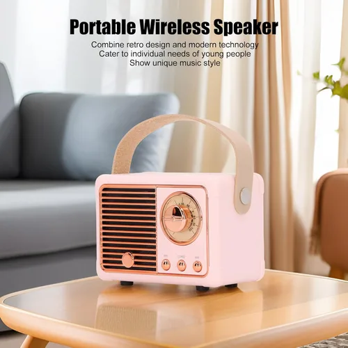 Vista 3 de GOWENIC Altavoz Bluetooth retro, pequeño altavoz Bluetooth lindo antiguo para cocina, dormitorio, oficina, fiesta, al aire libre, programa de radio