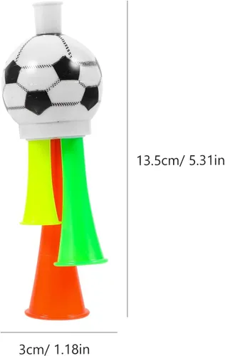 Vista 9 de BESPORTBLE 10 bocinas de estadio Vuvuzela, mini sonoras de plástico con cordón, trompetas de pelota de fútbol para juegos de fútbol, eventos