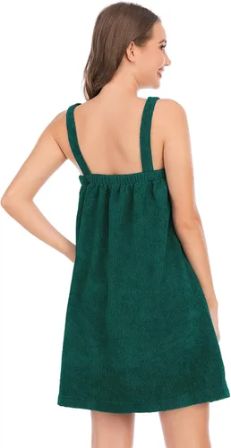 Vista 30 de Veseacky Toalla de baño para mujer con bolsillo, bata de spa ajustable y diadema facial