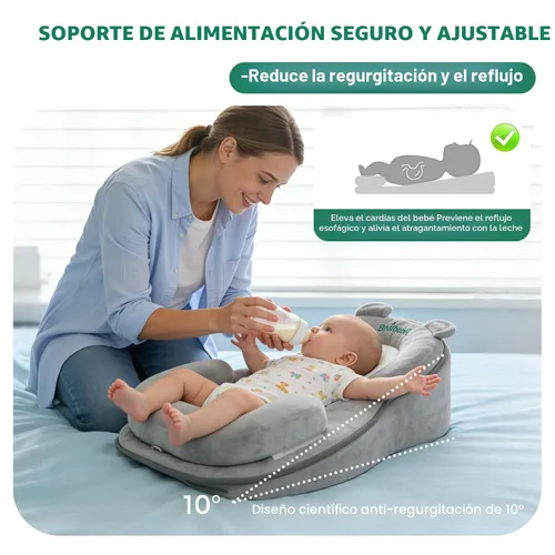 Vista 4 de Rootling - Almohada de alimentación para bebé, almohada de alimentación antidesbordamiento para reducir la saliva, almohada de lactancia