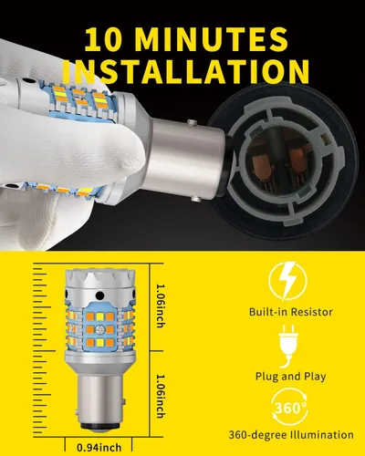 Vista 5 de Bombillas LED Switchback 1157 2057 2357 7528, 300% de brillo, resistencia de carga incorporada, iluminación de 360 grados, 40 chips SMD