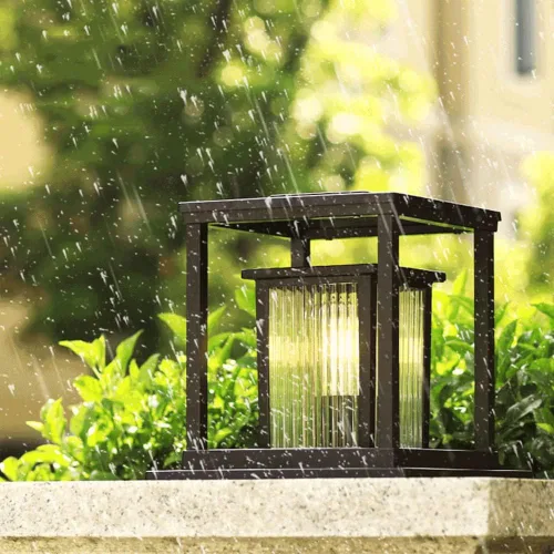 Vista 4 de Luces de poste al aire libre, poste de puerta de villa, luz de pared cuadrada para exteriores, moderna, minimalista, impermeable, luz de poste