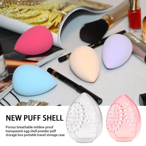 Vista 3 de Paquete de 4 esponjas de maquillaje para licuadora de belleza, estuche de viaje para secar y almacenar maquillaje esponja de base de belleza