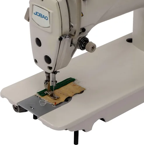 Vista 4 de Máquina de coser industrial blanca de 550 W, máquina de coser de tapicería de hierro de 110 V, máquina de coser comercial para vinilo, tapicería