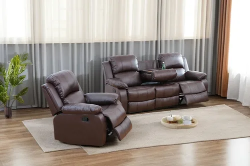 Vista 55 de A Ainehome Juego de Muebles de Sala de Estar de Cuero Reclinable Juego de Sofá Sillón Loveseat Juego de Muebles Sofá para Sala de Estar/Espacio