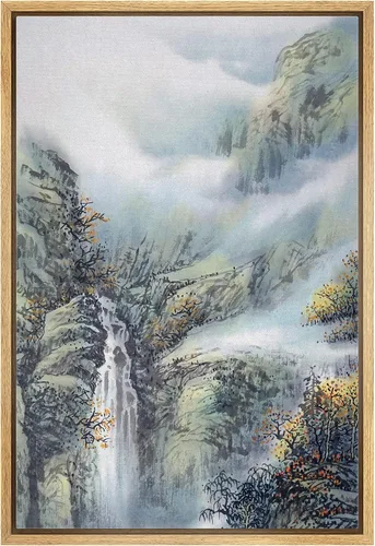 Vista 15 de NWT Impresión en lienzo enmarcado para pared, acuarela, grullas, pájaros volando, naturaleza salvaje, ilustraciones de arte moderno decorativo