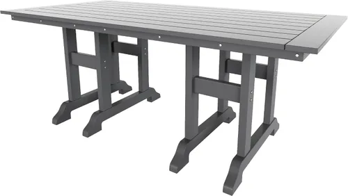 Vista 3 de WO - Juego de 7 sillas de comedor Adirondack para exteriores, muebles estéticos retro para exteriores, comedor, hogar, balcón, terraza, césped, Gris
