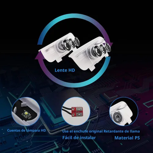 Vista 5 de Juego de 2 lámparas LED de proyección para auto, luz de sombra de puerta, luz de bienvenida, emblema láser, lámparas con logotipo, luces de charco