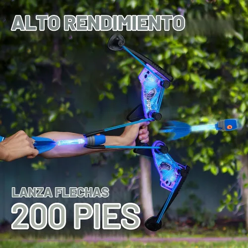 Vista 5 de Paquete de arquero Zing HyperStrike FireTek, arco con iluminación y flechas Zonic con silbato luminoso, dispara flechas a más de 60 metros, juego al