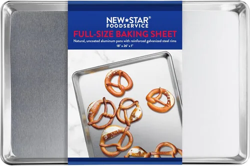 Vista 9 de New Star Foodservice Bandeja de aluminio resistente calibre 16, 18 x 26 x 1 pulgadas, paquete de 12