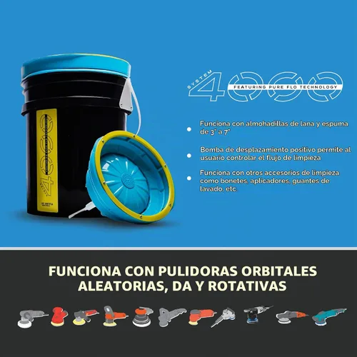 Vista 4 de System 4000 - Lavadora de almohadilla de pulido, sistema de cubo de limpieza Pure Flo con bomba controlada y lavabo extraíble, limpiador