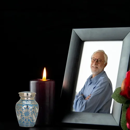 Vista 5 de Urnas de bebé para cenizas para niño/niña - Urna azul - Pequeños años para cenizas mujeres - Urnas de cremación para hombres - Urna pequeña