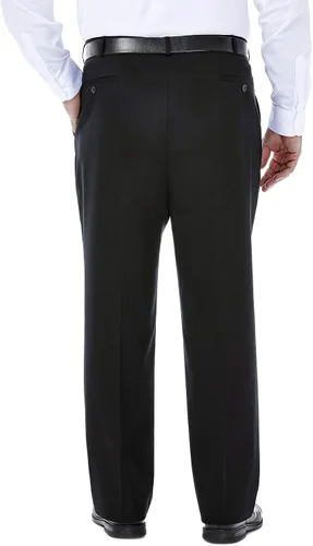 Vista 3 de Haggar - Pantalón color caqui para hombre, diseño de ajuste clásico con frente plano, no se plancha (tallas regular y grande y alto)