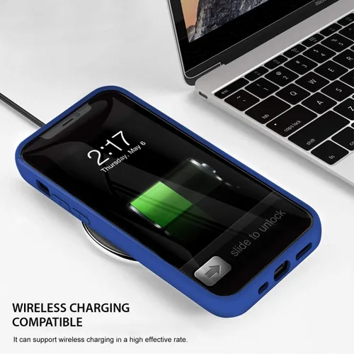 Vista 6 de ZUSLAB Nano Silicone Compatible with iPhone 12 mini Case 2020 Liquid Silicone Rubber Shockproof Soft Full Protection Case - Cobalt Blue