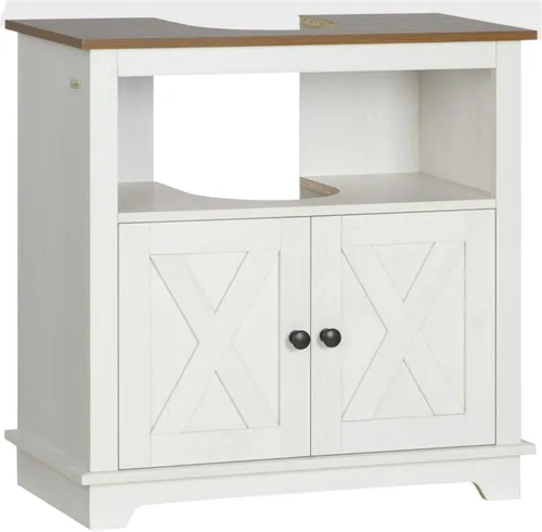 Vista 7 de Gabinete de Almacenamiento para Lavabo de Pedestal con 2 Puertas, Gabinete de Baño Bajo el Lavabo con 2 Puertas y Estante, Gabinete Bajo el Lavabo