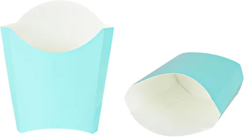 Vista 36 de Restaurantware Bio Tek - Taza de papas fritas desechables de 4.7 x 3.5 x 5.1 pulgadas, 100 vasos desechables para refrigerios, papel azul y blanco