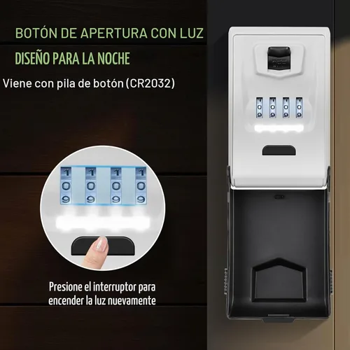Vista 3 de Caja de bloqueo de llave con código, caja de seguridad de iluminación