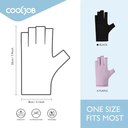 Vista 6 de COOLJOB Guantes anti-UV para lámpara de uñas, guantes profesionales de protección UV UPF50+ para manicuras, cuidado de la piel sin dedos, mujeres