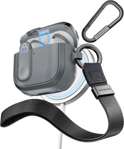 Vista 25 de MAGEASY Odyssey - Funda para AirPods Pro 2, funda resistente para AirPods Pro con bloqueo seguro, clip de mosquetón para protección a prueba