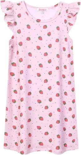 Vista 7 de QPANCY Camisones de princesa para niñas con estampado de algodón, ropa de dormir, pijamas, vestido para niños