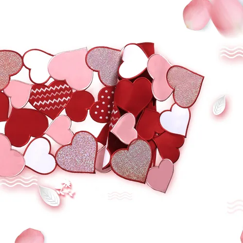 Vista 3 de OWENIE Caminos de mesa para el día de San Valentín, centros de mesa de San Valentín, 13 x 36 pulgadas, decoración de mesa roja bordada con corazón
