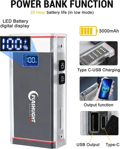 Vista 5 de Linterna EDC recargable, linterna de bolsillo brillante de 3300 lúmenes, mini linternas con carcasa luminosa y magnética, linternas impermeables