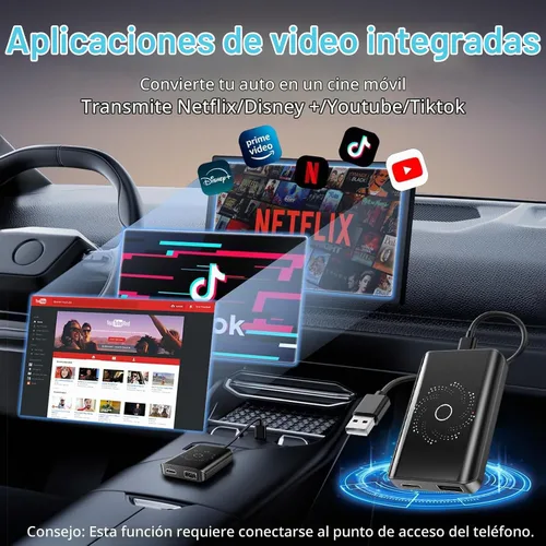 Vista 4 de AI Box - Adaptador inalámbrico CarPlay y automático, Plug & Play, WiFi de doble banda, Bluetooth 5.4, soporte de video 4K, sistema Android 13.0