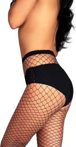 Vista 3 de Mila Marutti Medias de red de cintura alta para mujer, medias de red