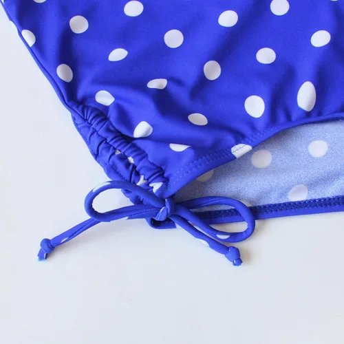 Vista 5 de Traje de baño a lunares, traje de baño de una pieza ajustable para niñas de 4 a 16 años (FBA)