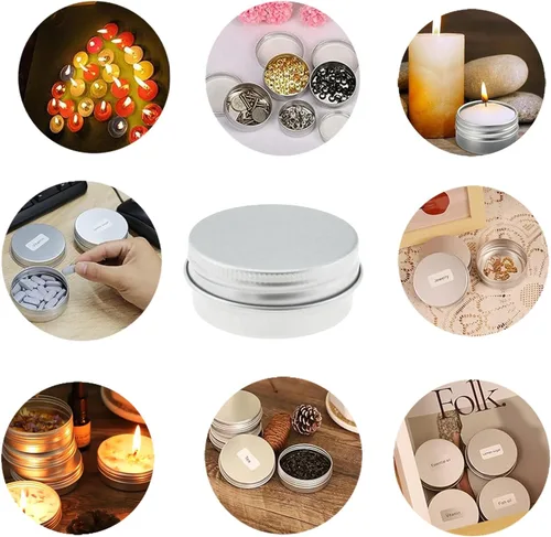 Vista 3 de TAODAN 10 latas de aluminio de 0.5 onzas, contenedor recargable de 0.5 fl oz con tapa de rosca, ideal para almacenamiento de alimentos, fabricación