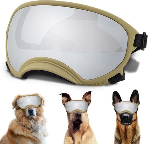 Vista 14 de Gafas de sol para perros medianos con correa ajustable, protección UV, gafas de sol para cachorros a prueba de viento, adecuadas para mascotas