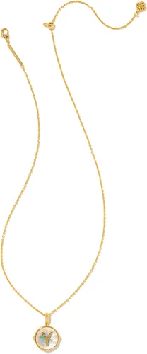 Vista 3 de Kendra Scott Collar con dije de letras A-Z reversibles en latón chapado en oro de 14 quilates, joyería de moda para mujer